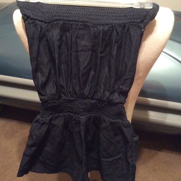 Gold Drama large strapless denim romper - Picture 4 of 7
